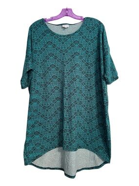 LuLaRoe Teal and Black Scoop Neck Tunic